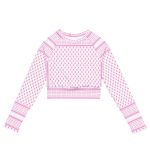 Baby Pink Kufiya (Keffiyeh) recyklovaný crop top s dlouhým rukávem