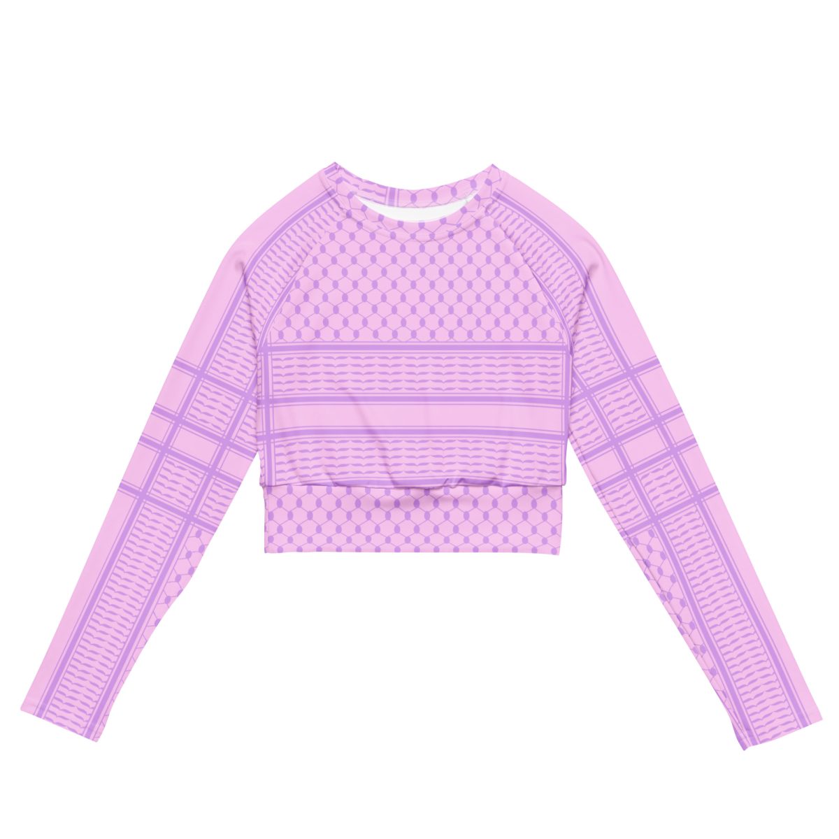 Lilac Kufiya (Keffiyeh) recyklovaný crop top s dlouhým rukávem