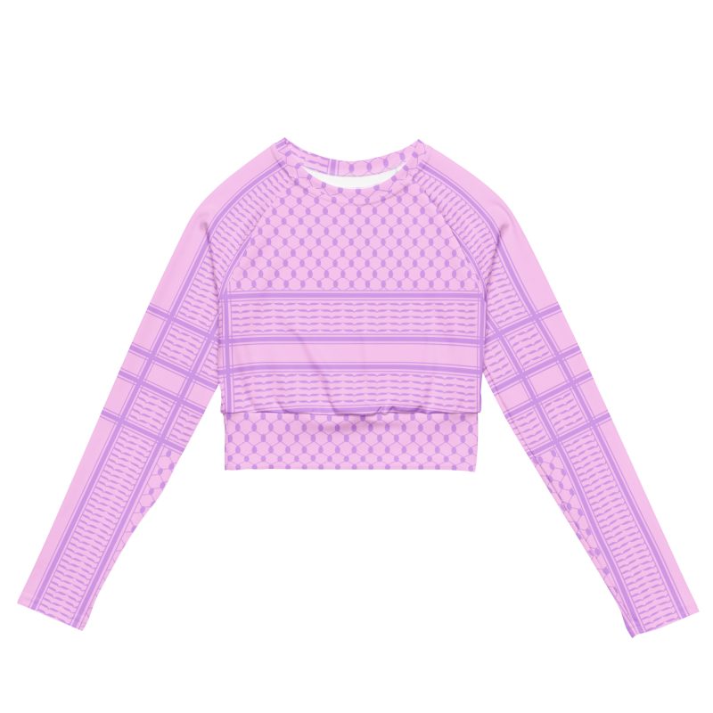 Lilac Kufiya (Keffiyeh) recyklovaný crop top s dlouhým rukávem
