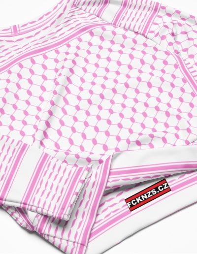 Baby Pink Kufiya (Keffiyeh) recyklovaný crop top s dlouhým rukávem