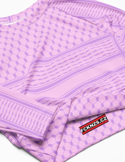 Lilac Kufiya (Keffiyeh) recyklovaný crop top s dlouhým rukávem