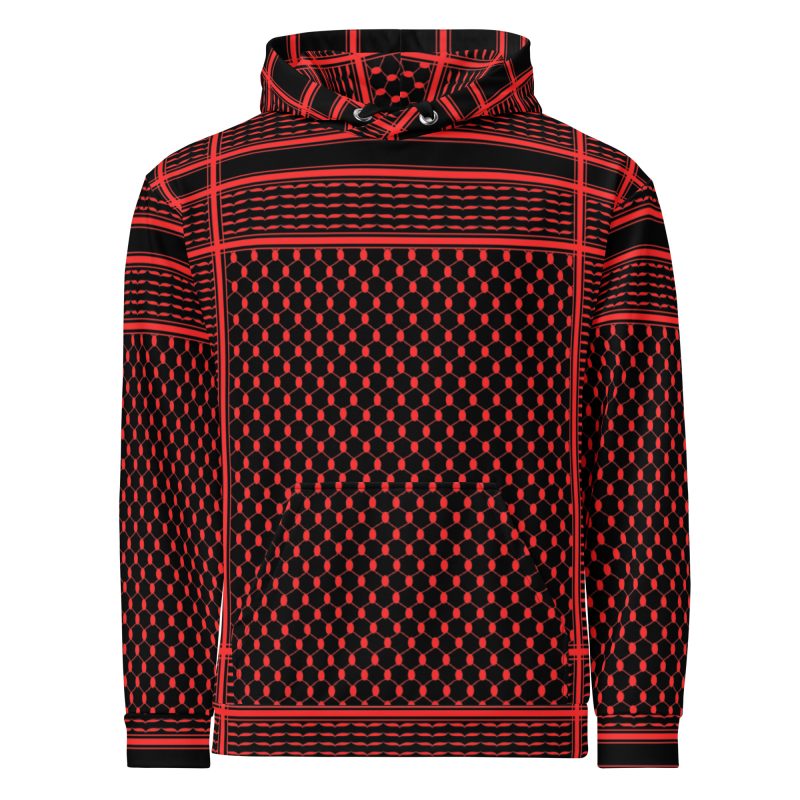 Red Kufiya (Keffiyeh) recyklovaná unisex mikina