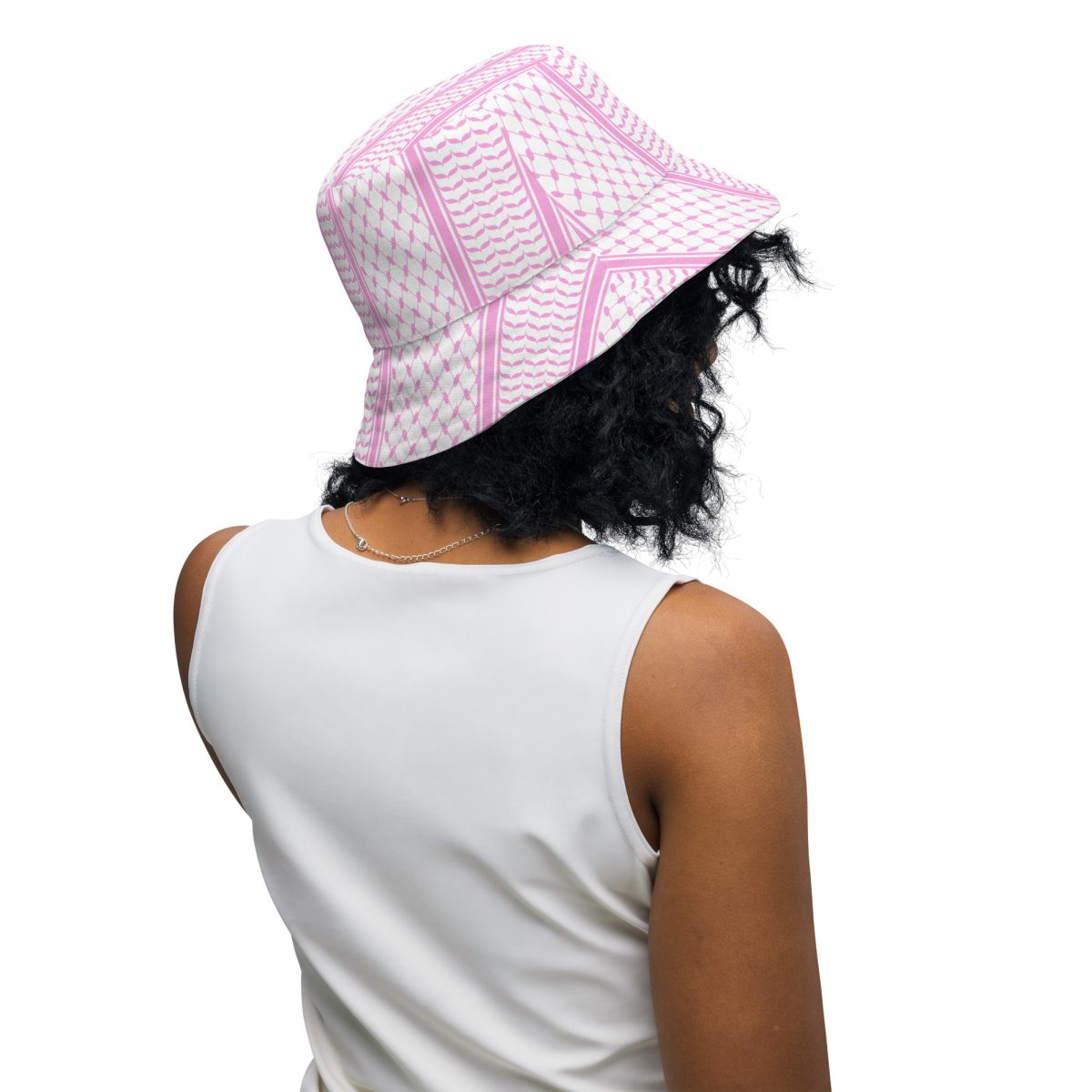 Baby Pink Kufiya (Keffiyeh) oboustranný bucket klobouk