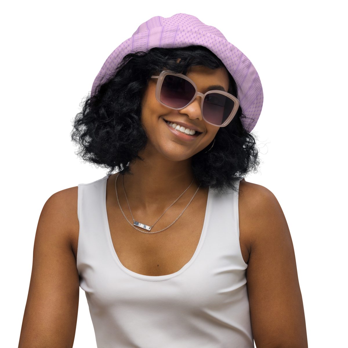 Lilac Kufiya (Keffiyeh) oboustranný bucket klobouk