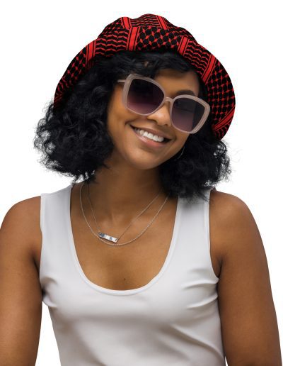 Red Kufiya (Keffiyeh) oboustranný bucket klobouk