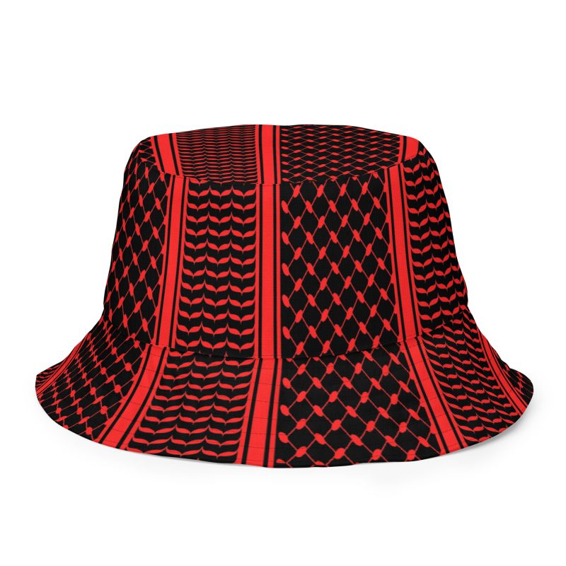 Red Kufiya (Keffiyeh) oboustranný bucket klobouk