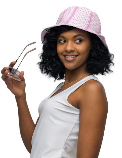Baby Pink Kufiya (Keffiyeh) oboustranný bucket klobouk