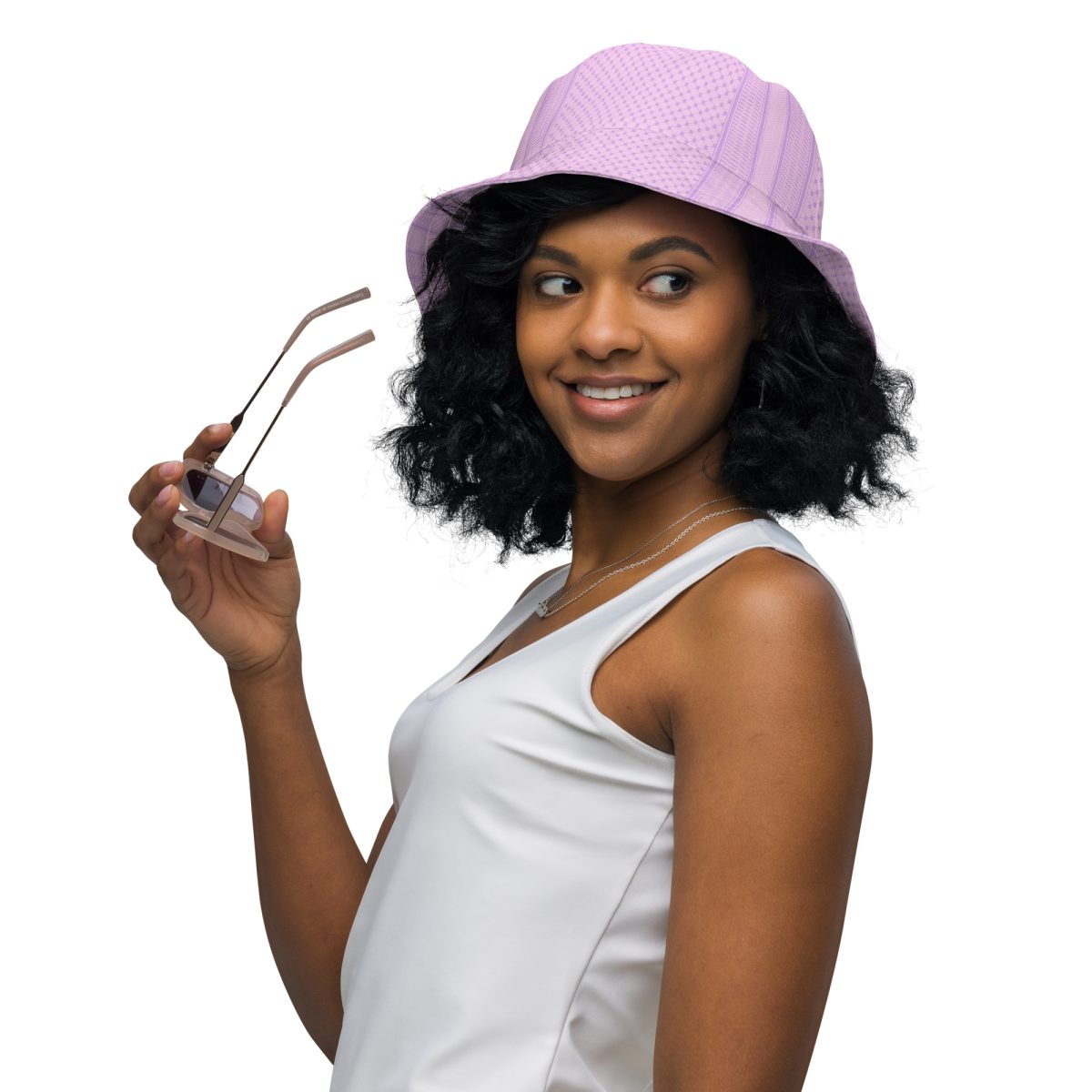 Lilac Kufiya (Keffiyeh) oboustranný bucket klobouk