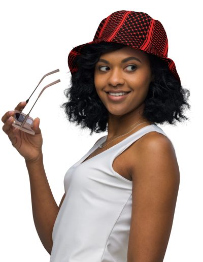 Red Kufiya (Keffiyeh) oboustranný bucket klobouk