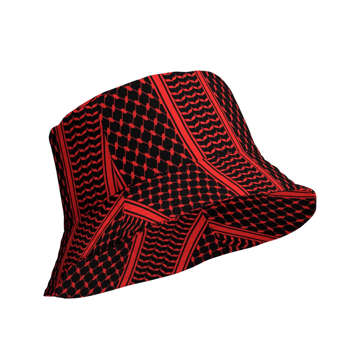 Red Kufiya (Keffiyeh) oboustranný bucket klobouk