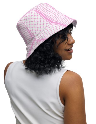 Baby Pink Kufiya (Keffiyeh) oboustranný bucket klobouk