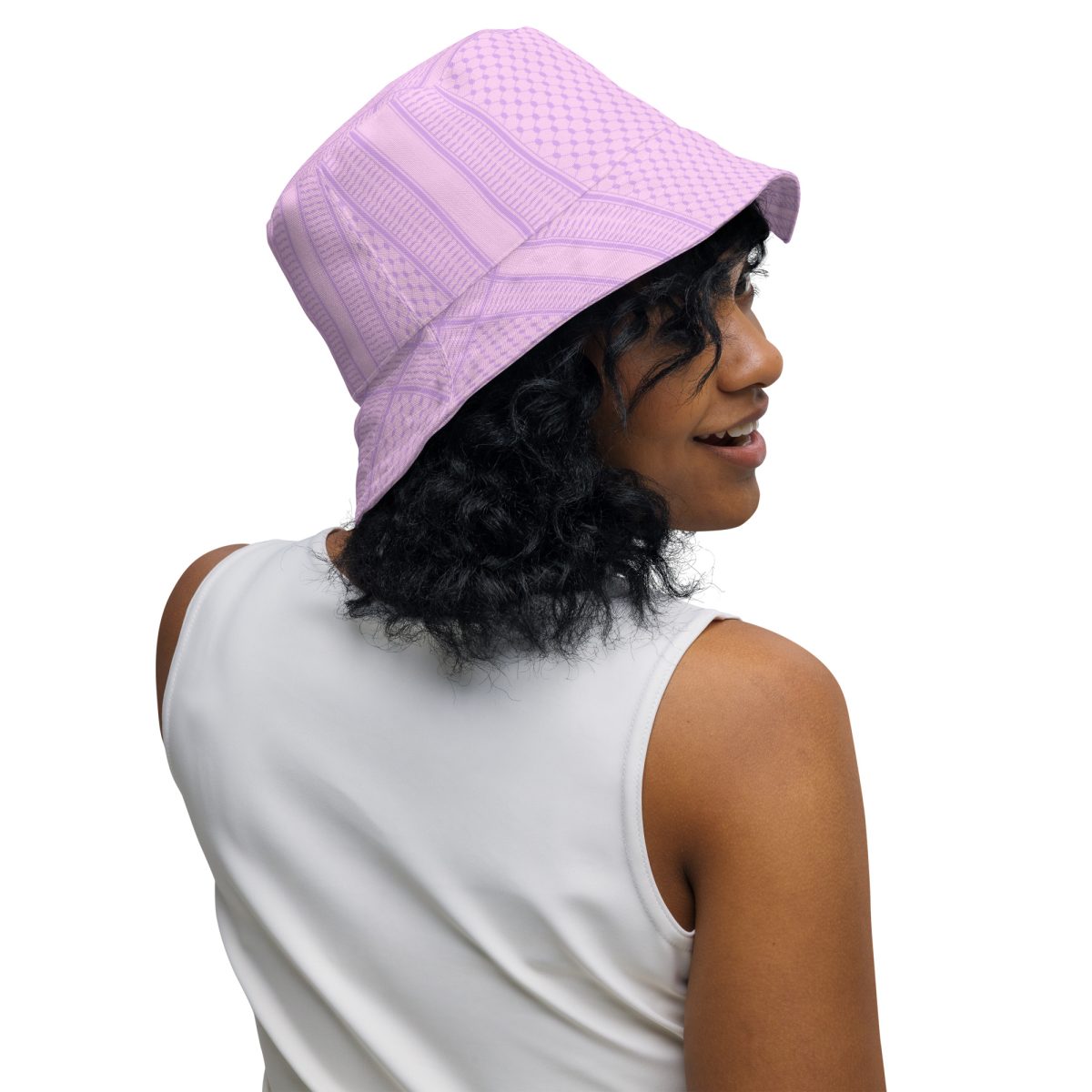 Lilac Kufiya (Keffiyeh) oboustranný bucket klobouk