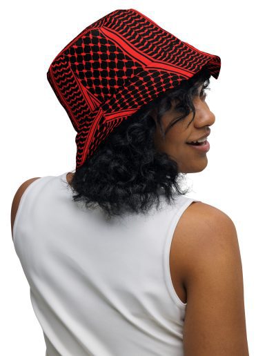 Red Kufiya (Keffiyeh) oboustranný bucket klobouk