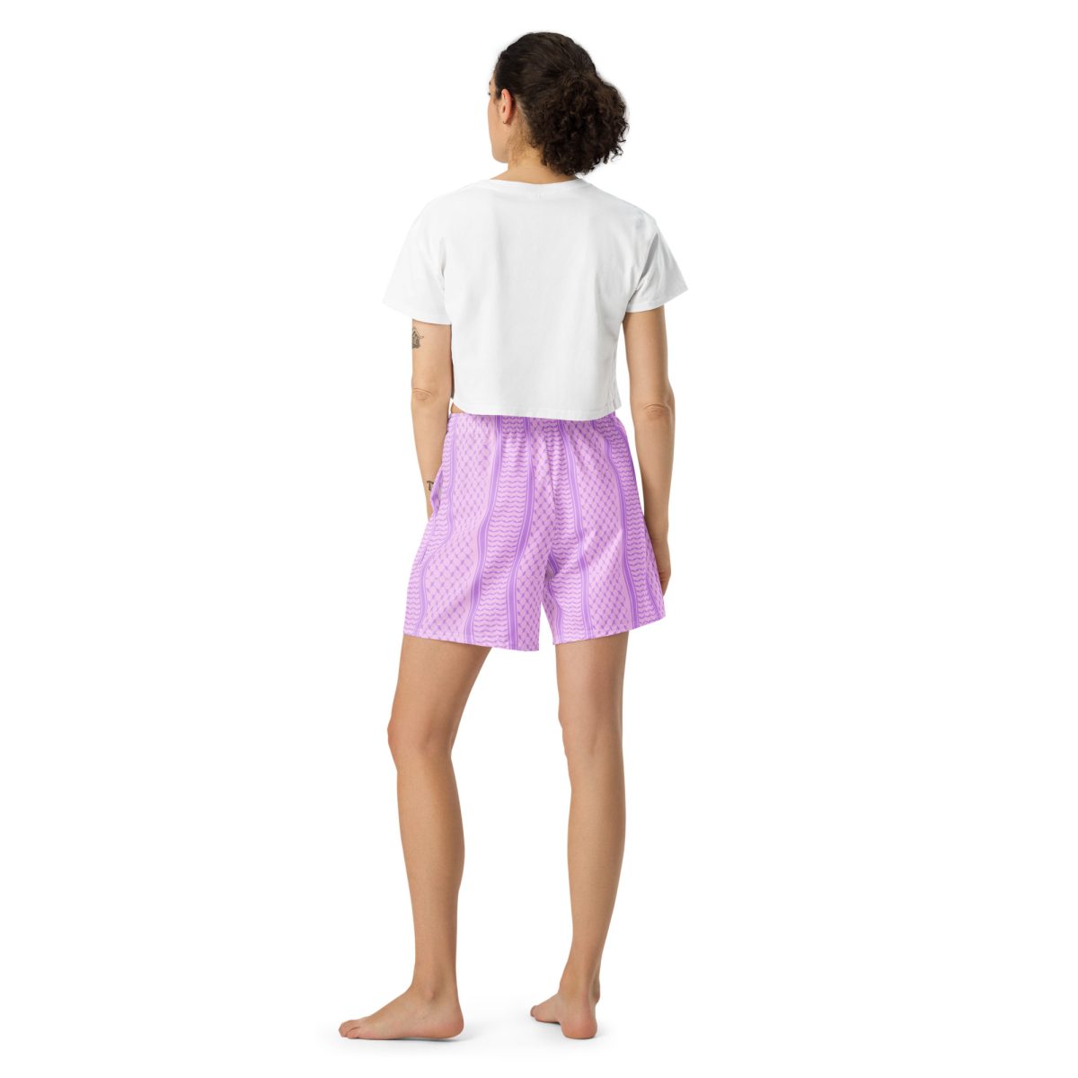 Lilac Kufiya (Keffiyeh) unisex recyklované kraťasy