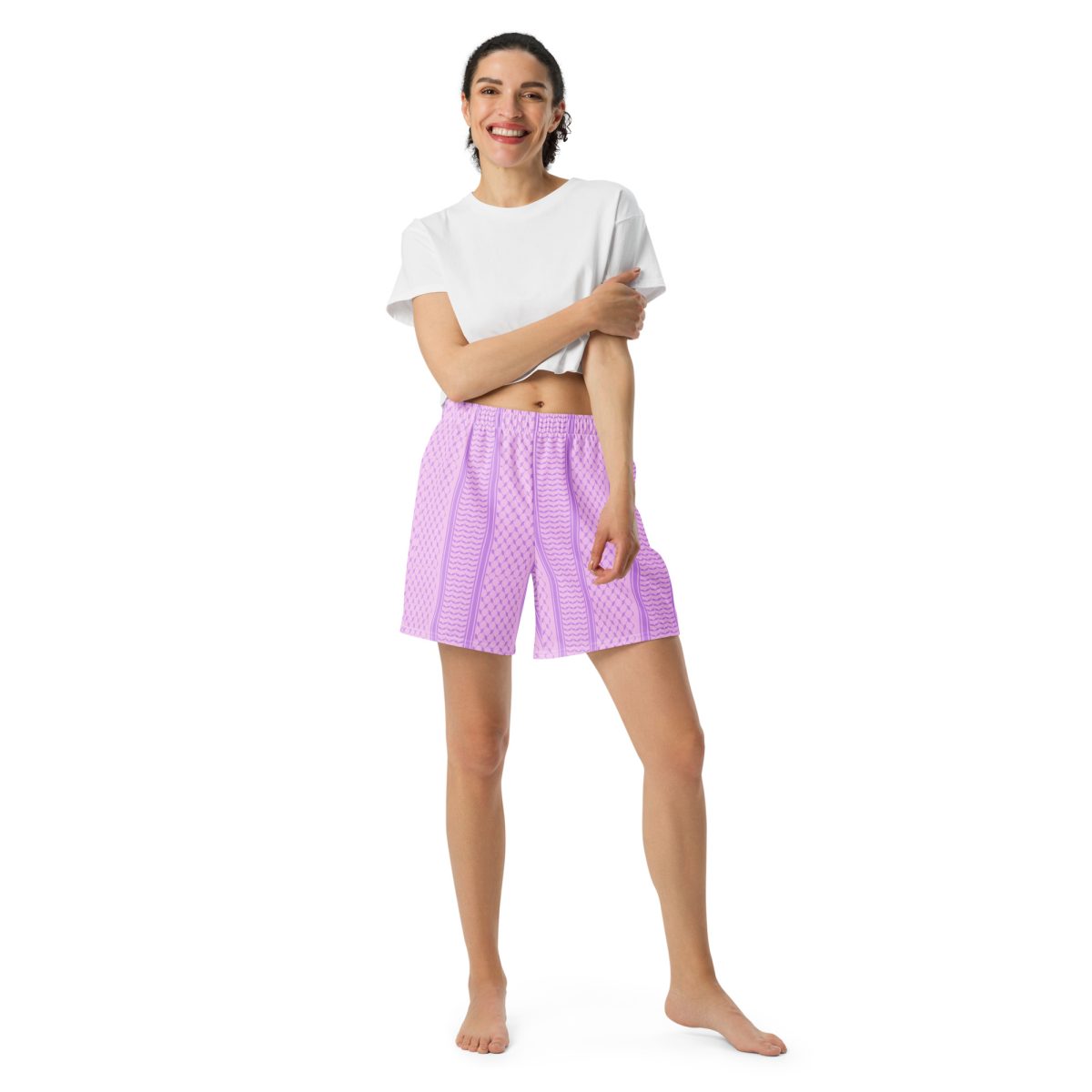Lilac Kufiya (Keffiyeh) unisex recyklované kraťasy