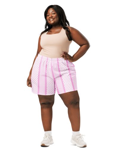 Baby Pink Kufiya (Keffiyeh) unisex recyklované kraťasy