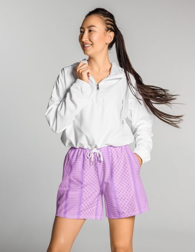 Lilac Kufiya (Keffiyeh) unisex recyklované kraťasy