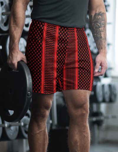 Red Kufiya (Keffiyeh) unisex recyklované kraťasy