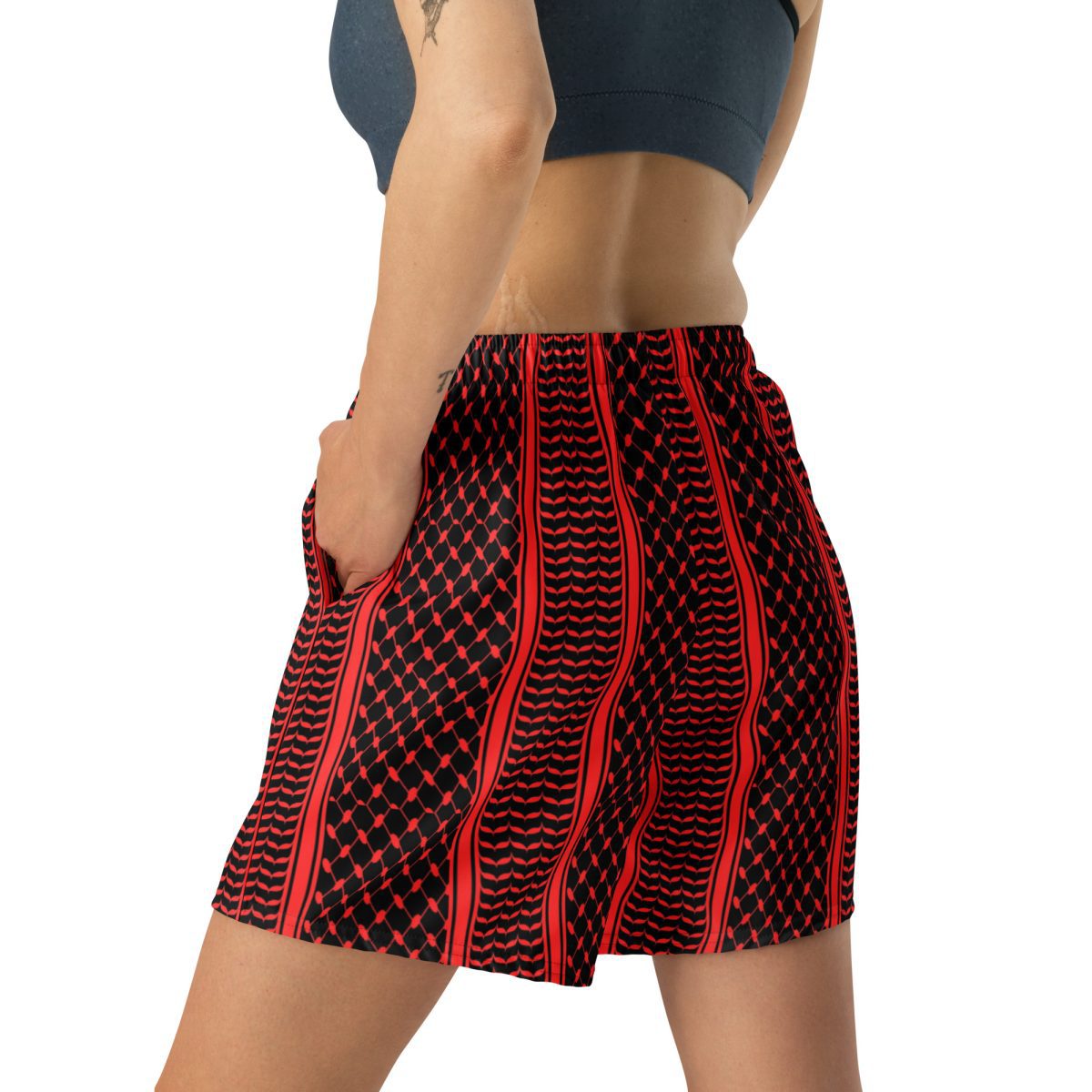 Red Kufiya (Keffiyeh) unisex recyklované kraťasy