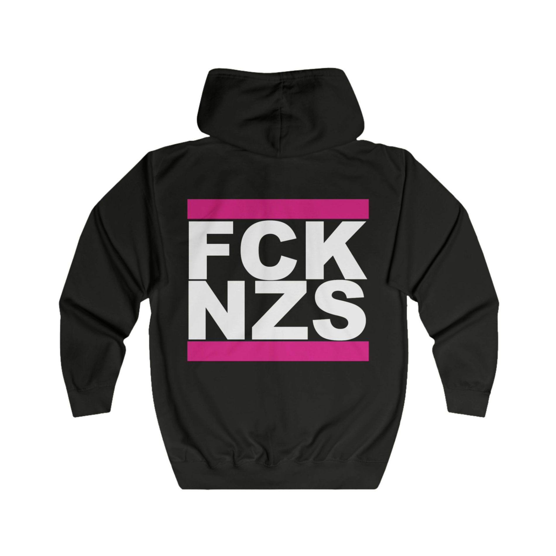 FCK NZS Pink unisex mikina s kapucí na zip 1 FCK NZS Pink unisex mikina s kapucí na zip