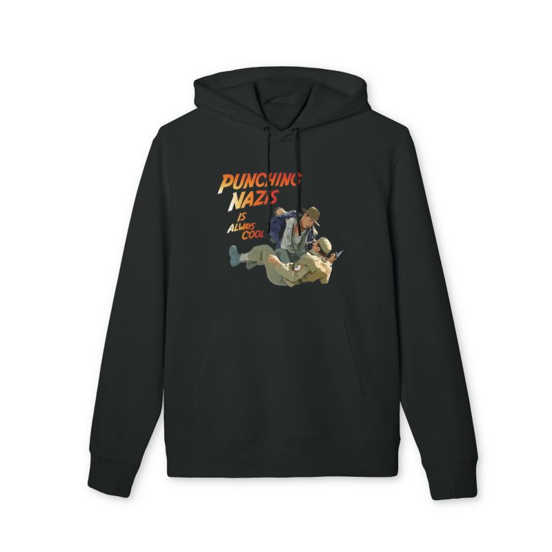 Punching Nazis Is Always Cool organická mikina s kapucí