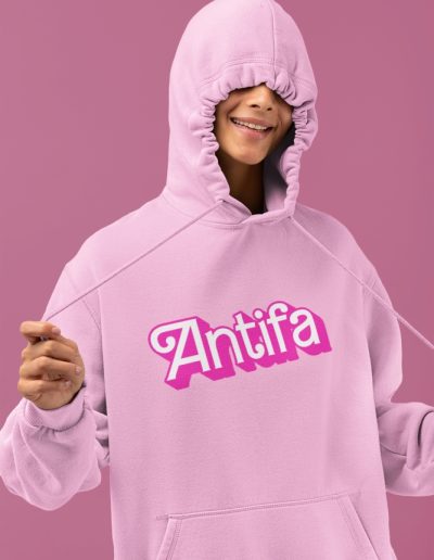 Antifa Barbie organická mikina s kapucí