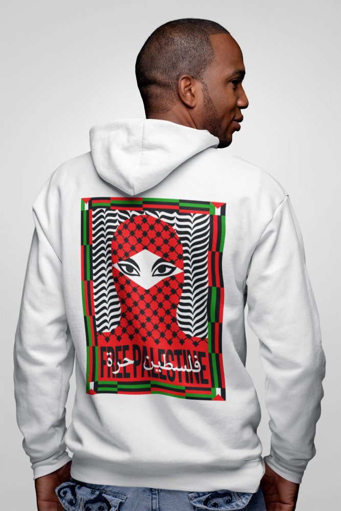 Free Palestine organická mikina s kapucí