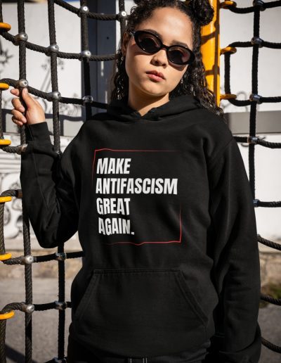 Make Antifascism Great Again organická mikina s kapucí