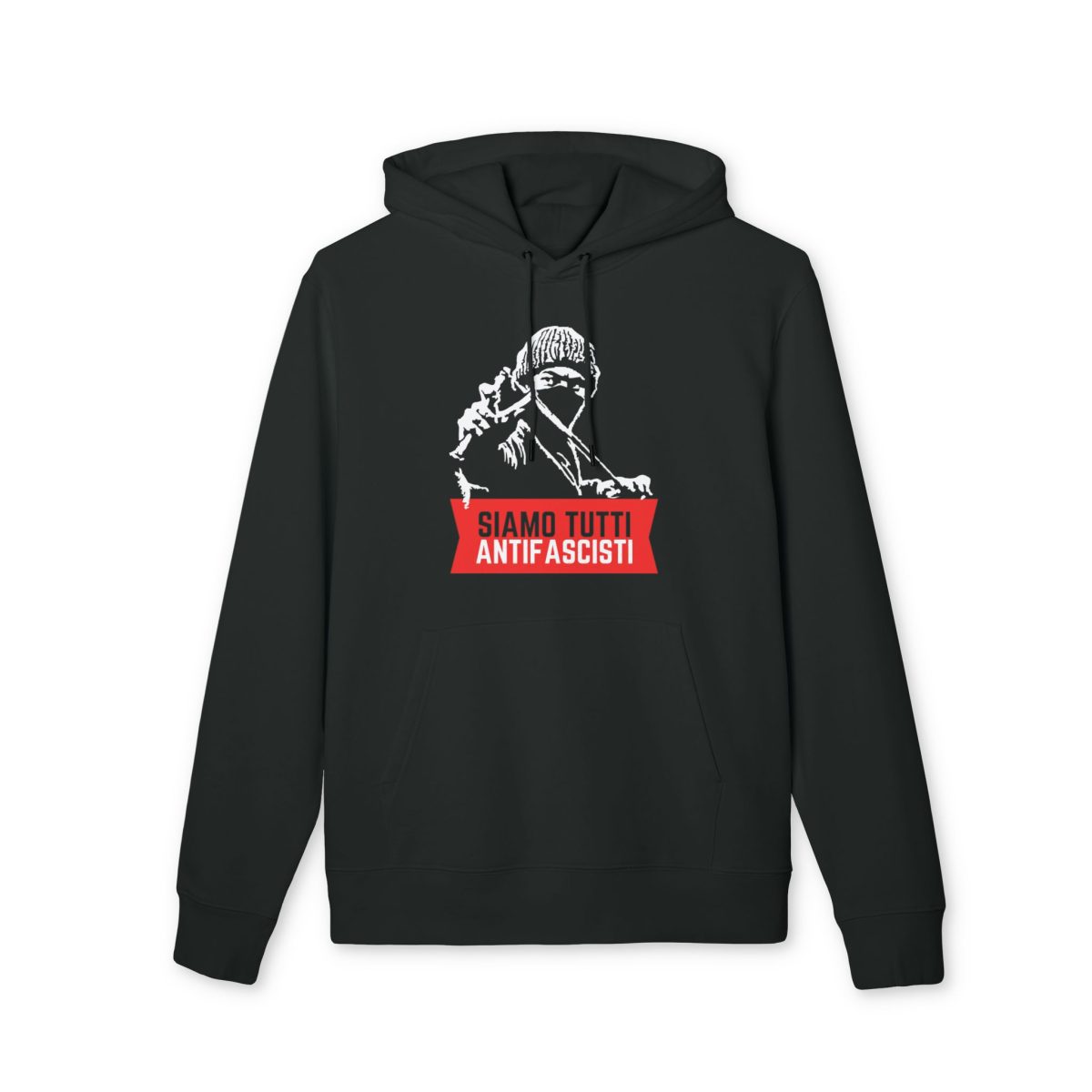 Siamo Tutti Antifascisti (Red Banner) organická mikina s kapucí
