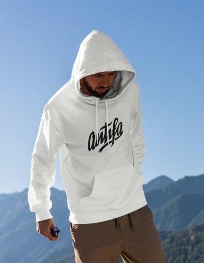 Antifa organická mikina s kapucí