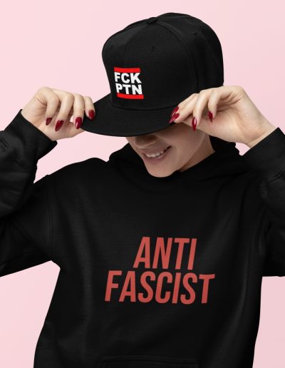 ANTIFASCIST red organická mikina s kapucí