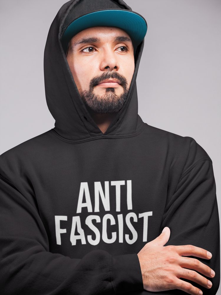 ANTIFASCIST organická mikina s kapucí