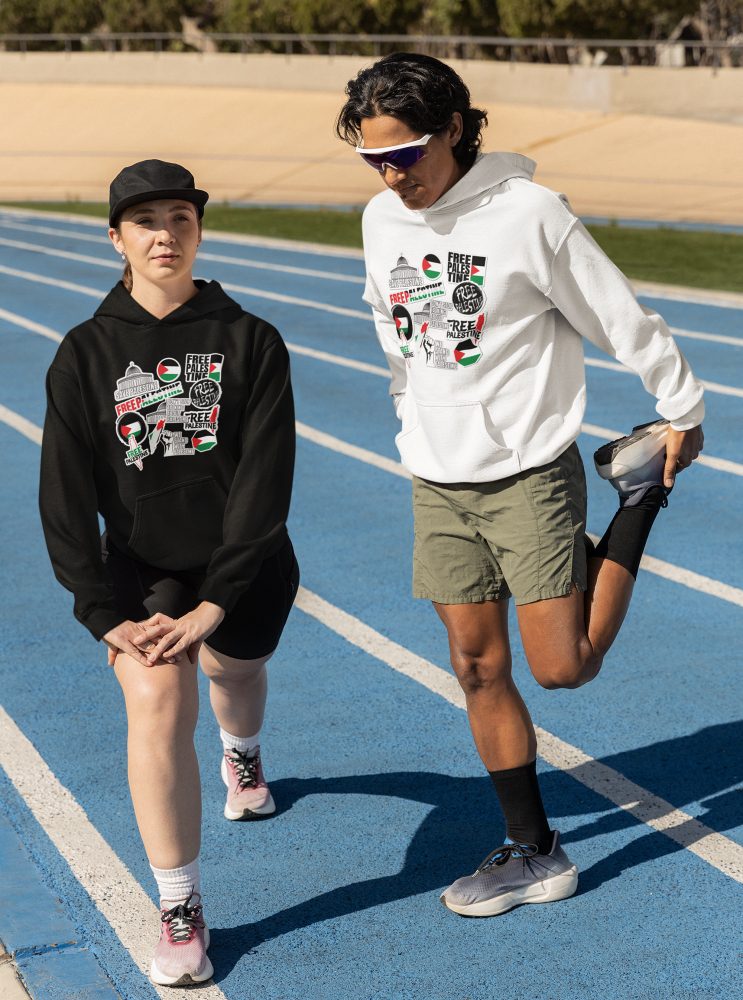 Free Palestine Stickers organická mikina s kapucí