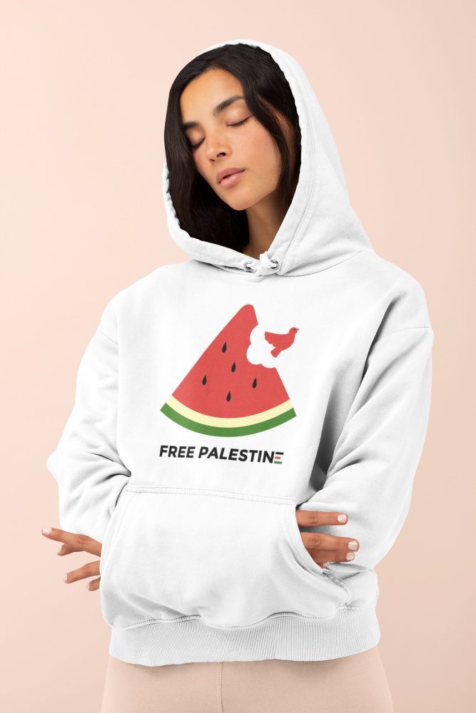 Free Palestine Watermelon organická mikina s kapucí