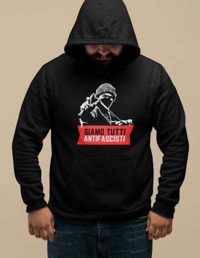 Siamo Tutti Antifascisti (Red Banner) organická mikina s kapucí