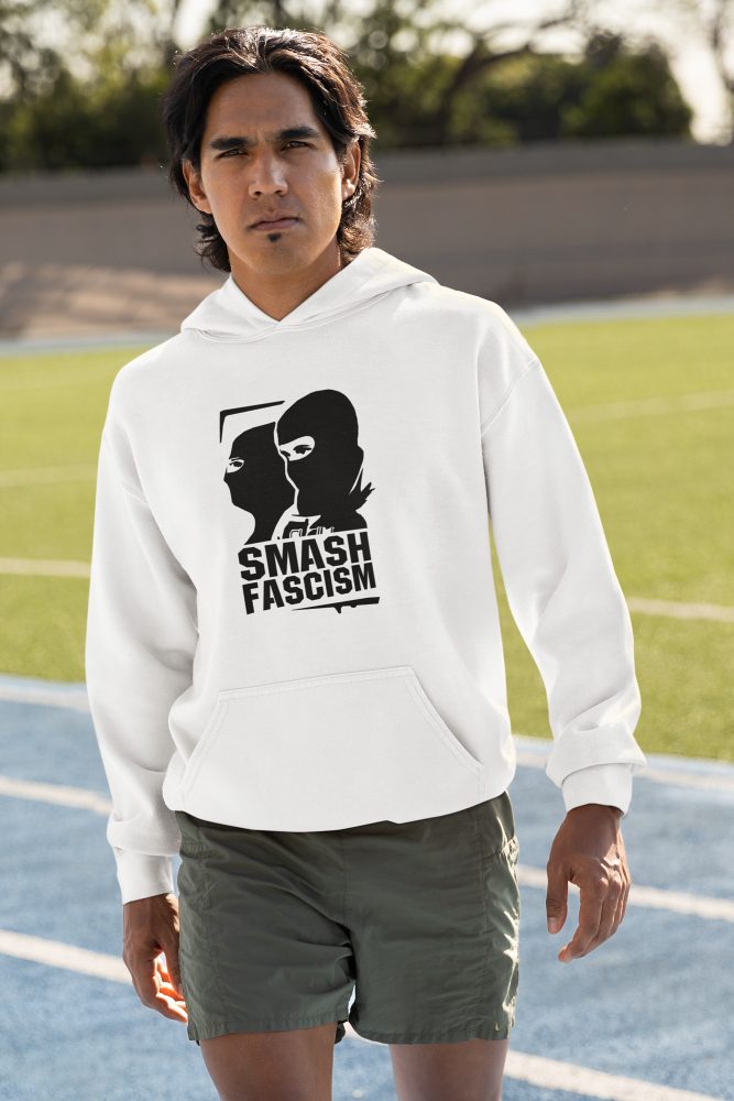 Smash Fascism organická mikina s kapucí