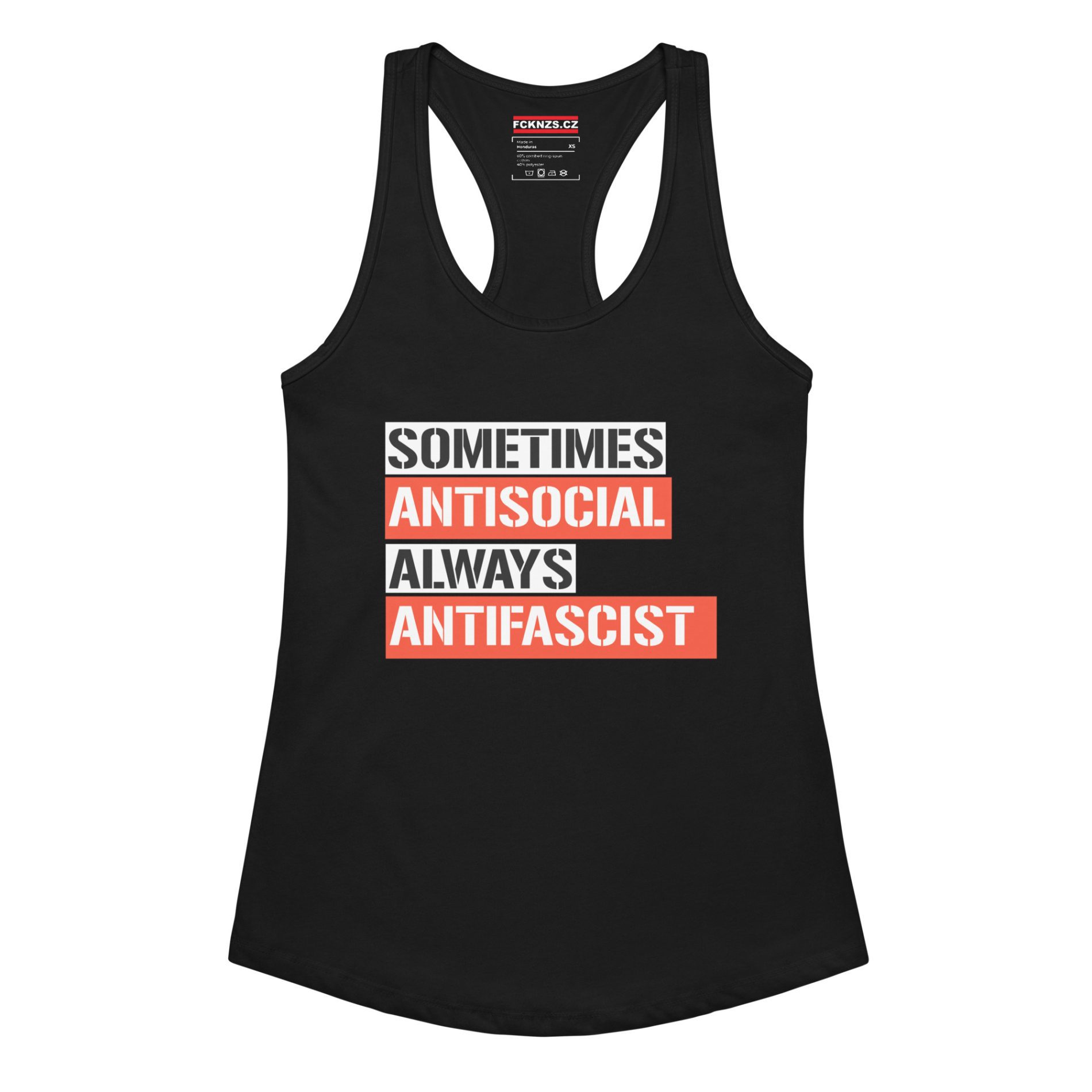 Sometimes Antisocial Always Antifascist dámské tílko racerback 1 Sometimes Antisocial Always Antifascist dámské tílko racerback