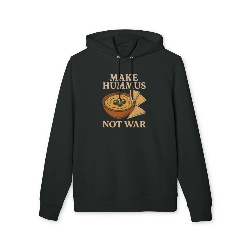 Make Hummus Not War organická mikina s kapucí