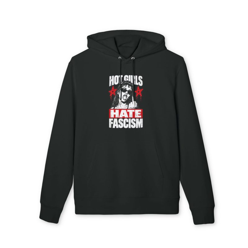 Hot Girls Hate Fascism organická mikina s kapucí