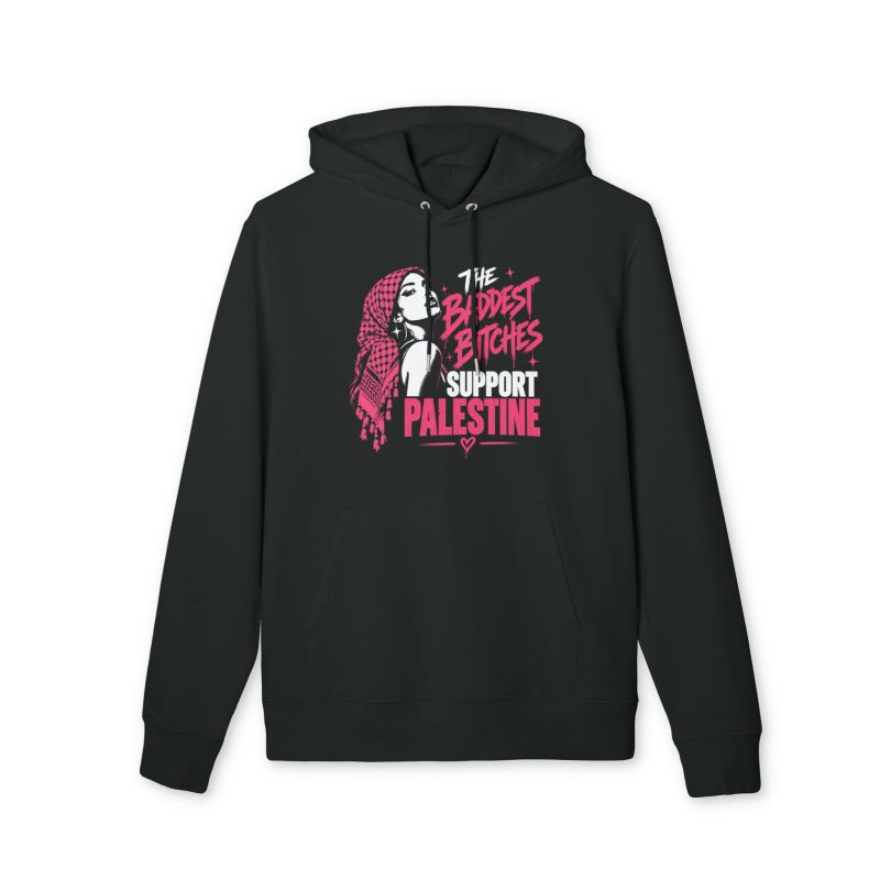 The Baddest Bitches Support Palestine organická mikina s kapucí